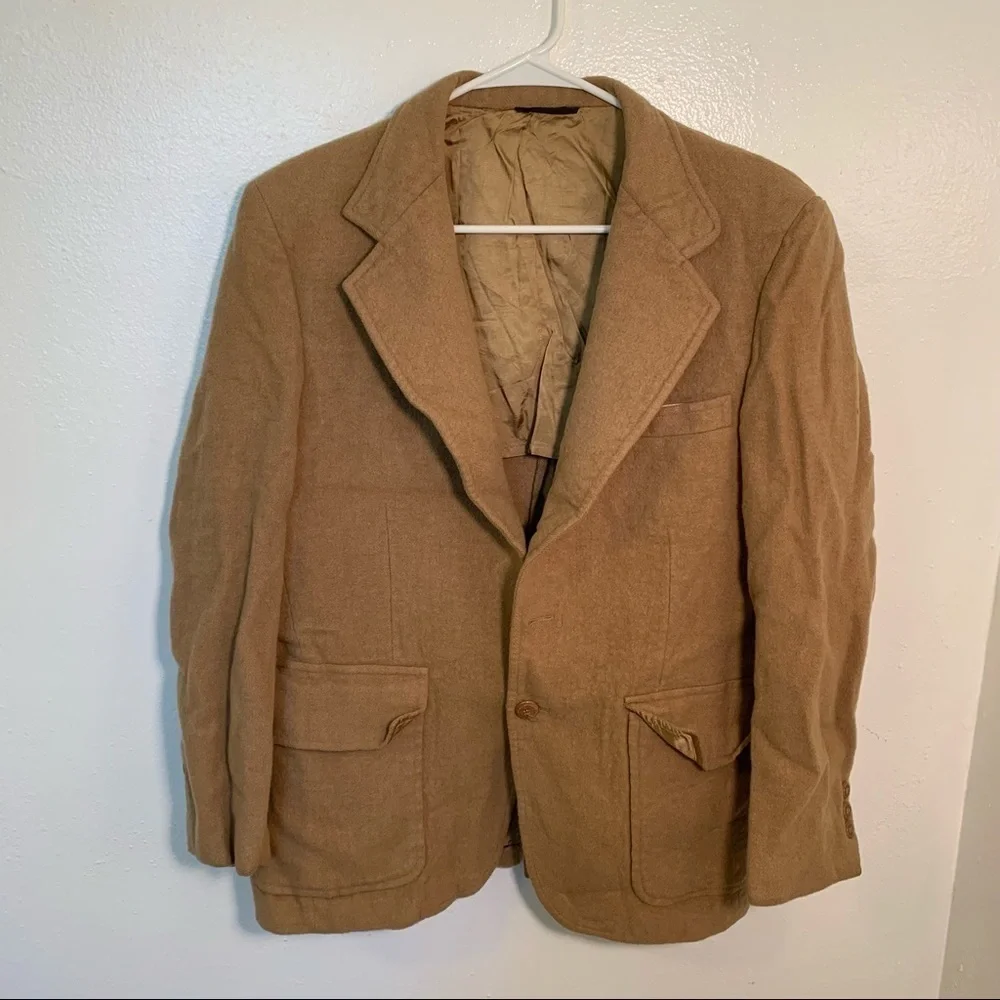 Vintage Palm Beach Men's Blazer Sports Coat 100% Camel Hair Camel Tan Union Made